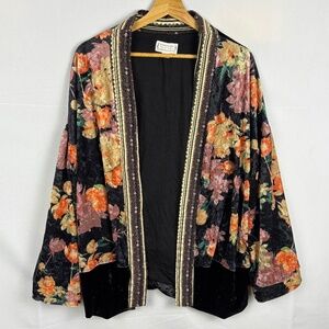 Loverich Women Velvet Kimono Jacket Sz L-XL Open Front Boho Gypsy Luxe Regal